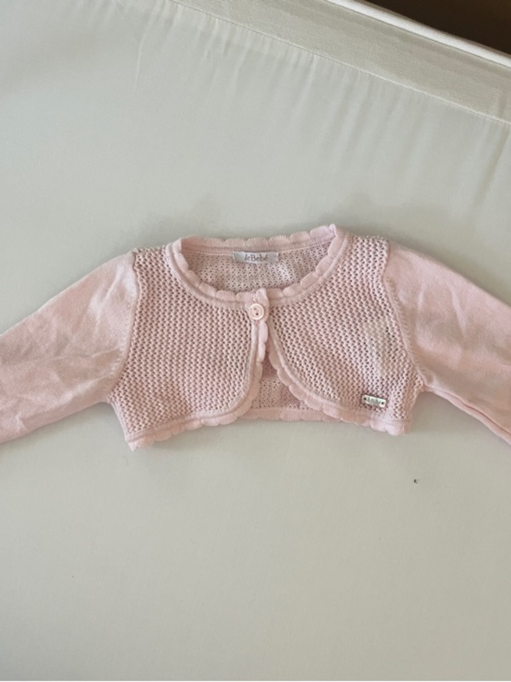 Baby Pink Knit Cropped Bolero Cardigan